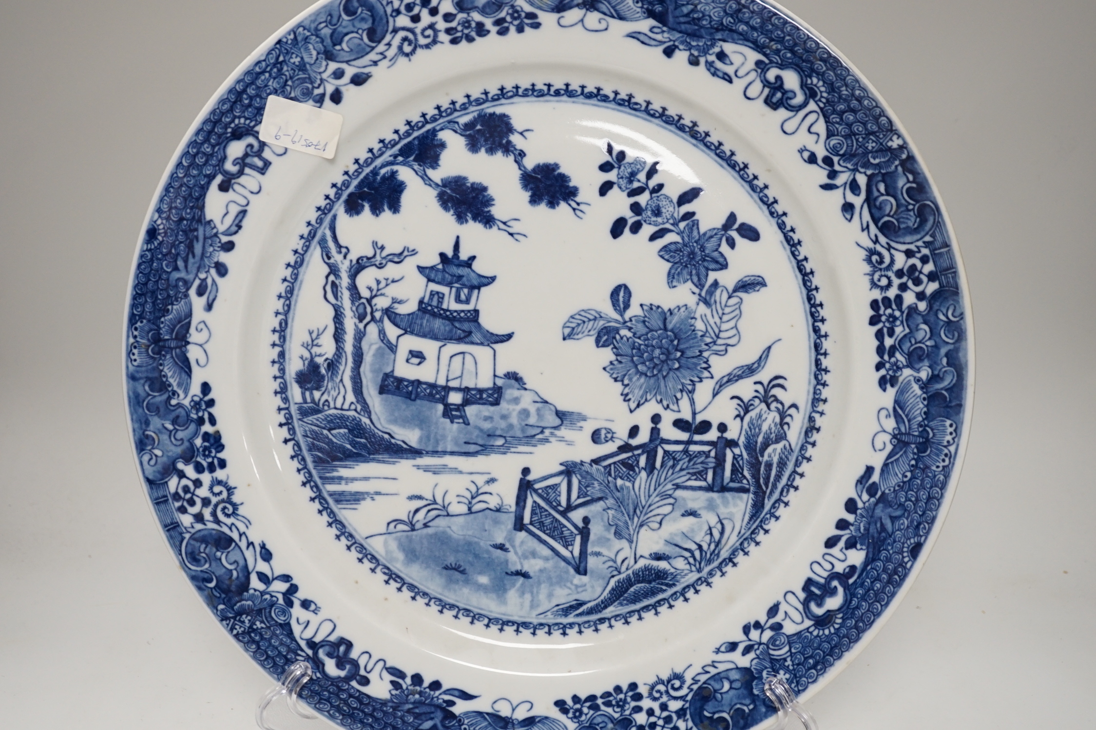 A French blue and white charger in the Qianlong style, 35cm in diameter